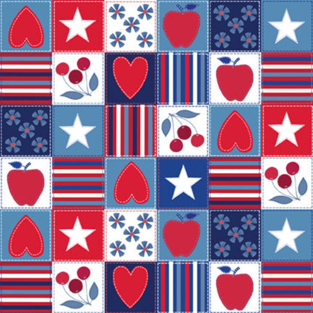 Fabric P & B Textiles Multi Patriotic Patchwork Patriotic Minis by the Quarter Yard PMIN6051-MU